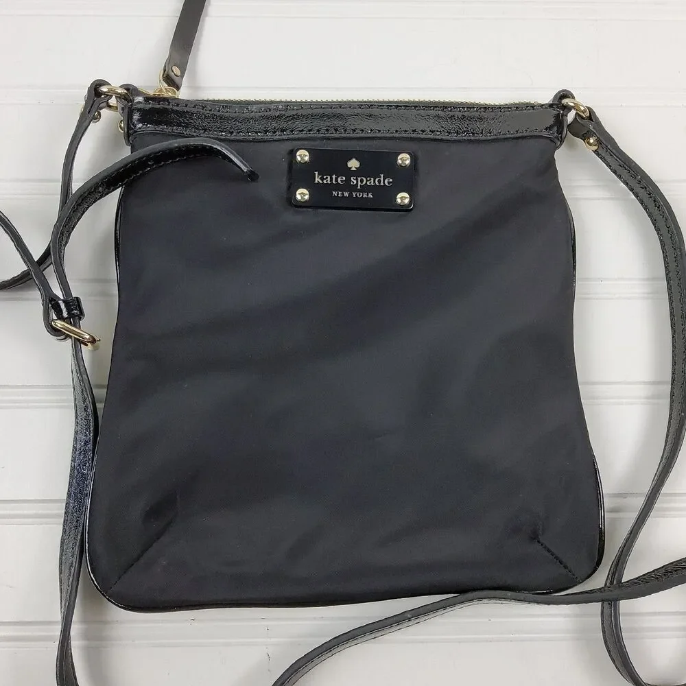 Kate Spade NY Nylon Crossbody Shoulder Handbag Purse Black